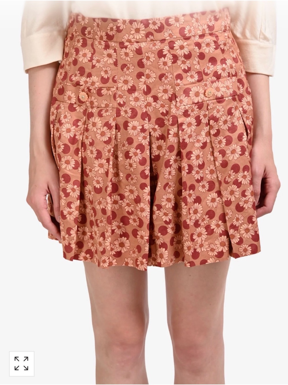 Sandro Rust Floral Pleated Skort